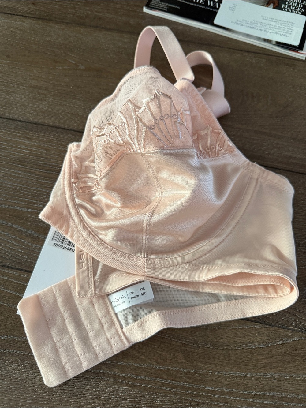 Women's Lace Trim Full Coverage Bra - Light Blush Pink